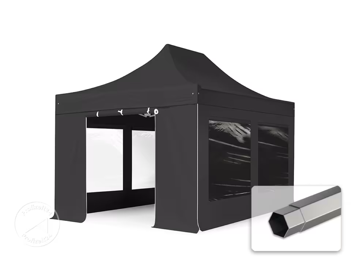 Faltpavillon 3x4,5m schwarz